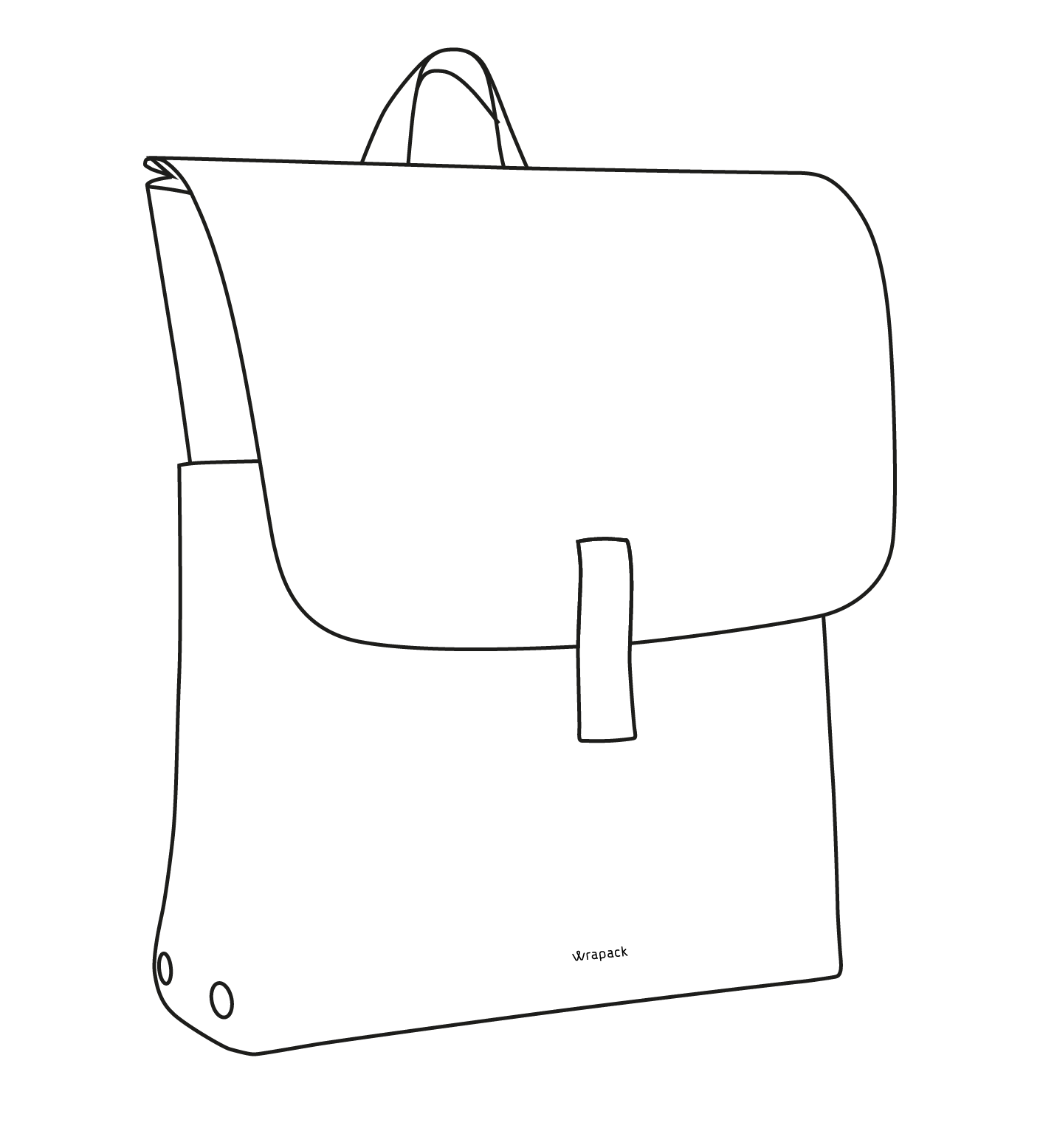 Eine Zeichnung von dem 16,5 Liter großen Rucksack von wrapack.