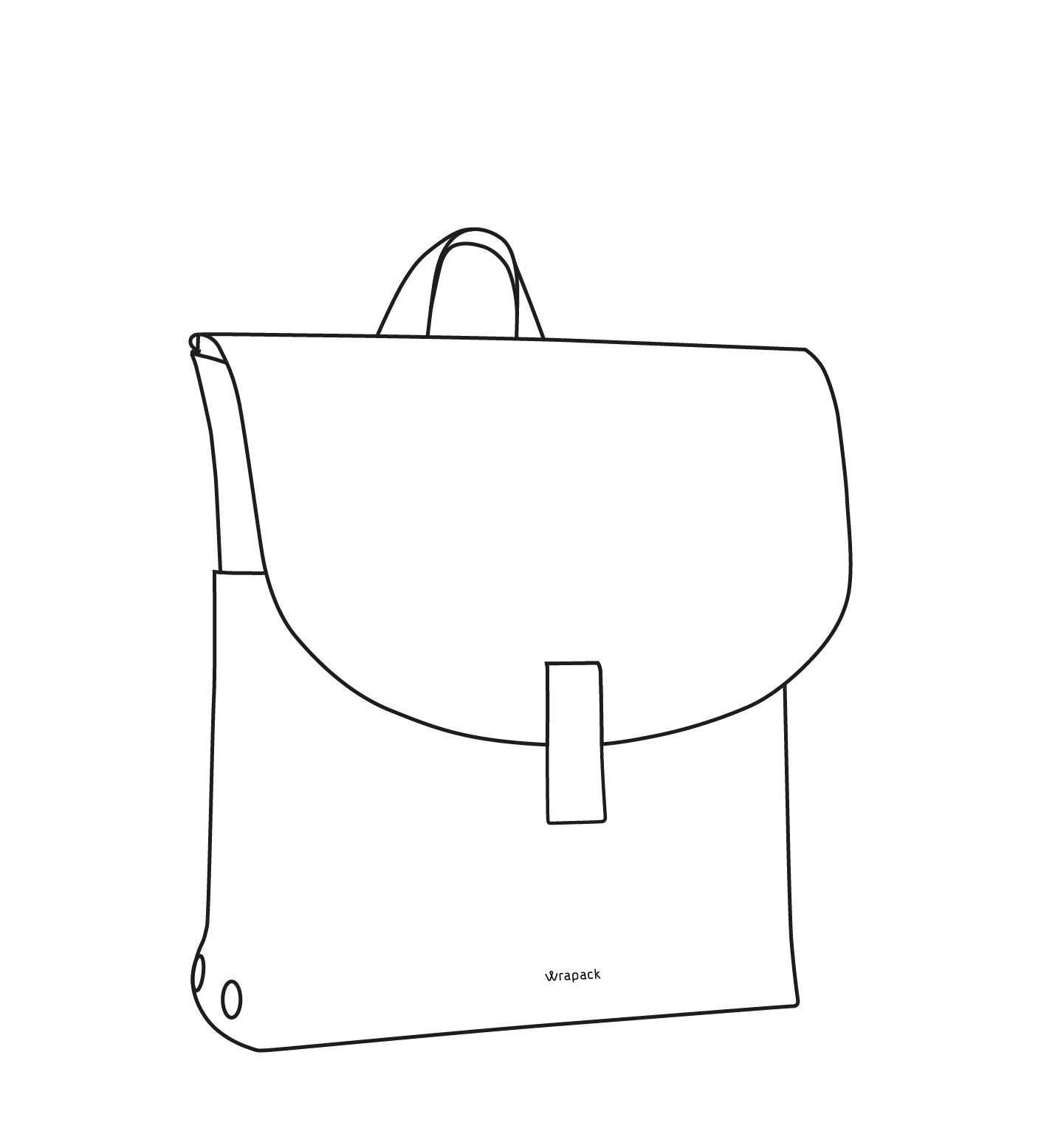 Eine Zeichnung von dem 9 Liter großen Rucksack von wrapack.